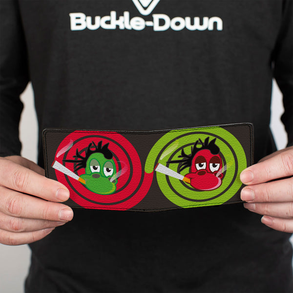 Buckle-Down Bi-Fold Wallet - Green & Red Dragons Smoking Gray