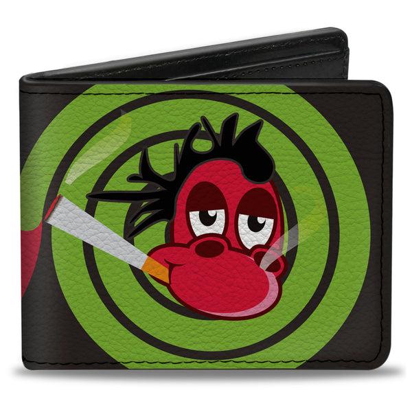 Buckle-Down Bi-Fold Wallet - Green & Red Dragons Smoking Gray