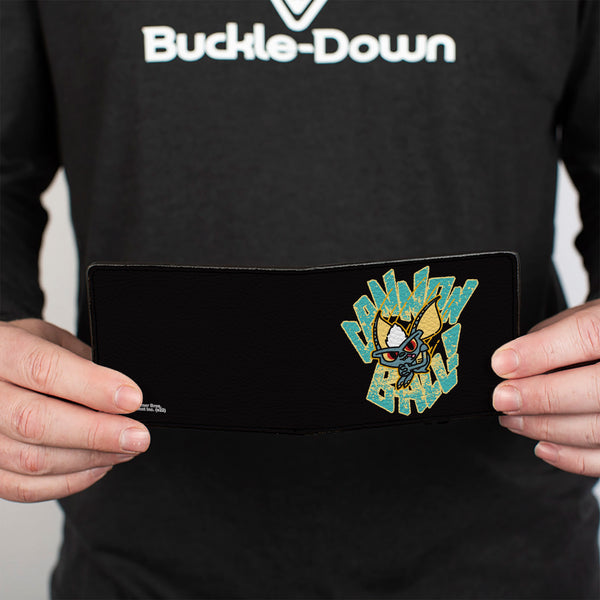 Buckle-Down Bi-Fold Wallet - Gremlins Stripe CANNON BALL Pose Black/Yellow/Blues