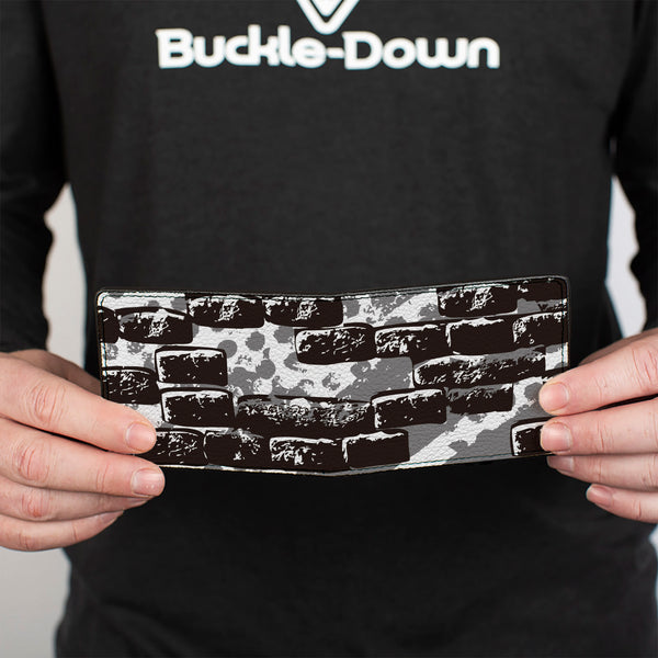 Buckle-Down Bi-Fold Wallet - Grunge Bricks Black White