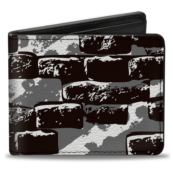 Buckle-Down Bi-Fold Wallet - Grunge Bricks Black White