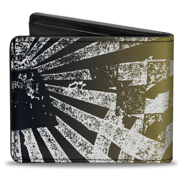 Buckle-Down Bi-Fold Wallet - Grunge Chaos2 White Blue-Yellow Fade