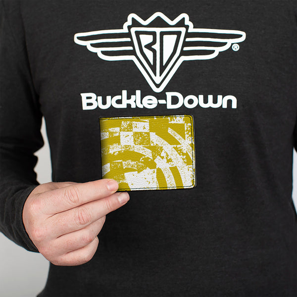 Buckle-Down Bi-Fold Wallet - Grunge Chaos2 White Blue-Yellow Fade