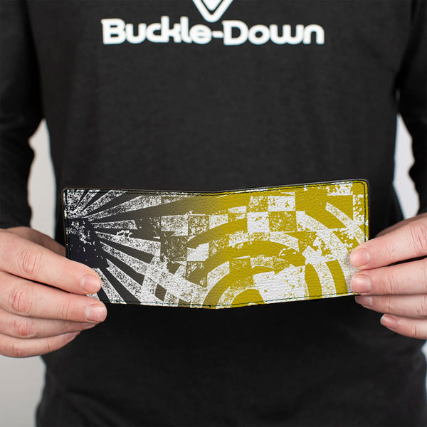 Buckle-Down Bi-Fold Wallet - Grunge Chaos2 White Blue-Yellow Fade