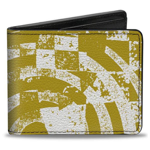 Buckle-Down Bi-Fold Wallet - Grunge Chaos2 White Blue-Yellow Fade