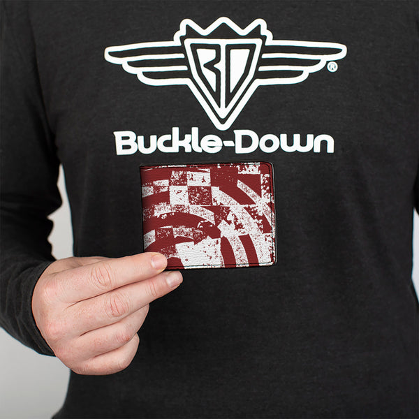 Buckle-Down Bi-Fold Wallet - Grunge Chaos3 White Blue-Red Fade