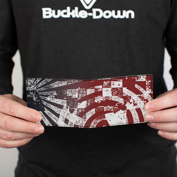 Buckle-Down Bi-Fold Wallet - Grunge Chaos3 White Blue-Red Fade