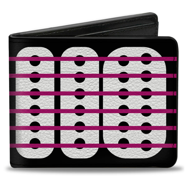 Buckle-Down Bi-Fold Wallet - Guitar Neck Black White Pink
