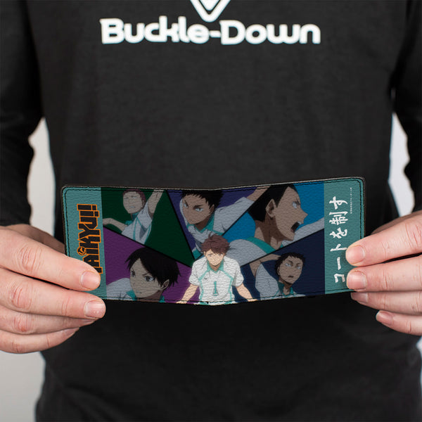 Buckle-Down Bi-Fold Wallet - HAIKYU Aoba Johsai High CONTROL THE COURT Action Poses Blue