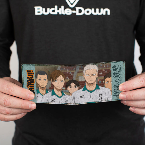 Buckle-Down Bi-Fold Wallet - HAIKYU Date Tech High IRON WALL Group Pose Teal