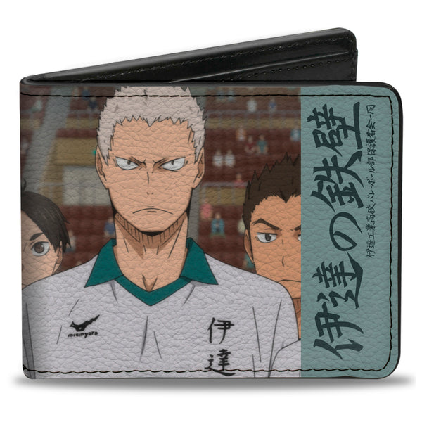 Buckle-Down Bi-Fold Wallet - HAIKYU Date Tech High IRON WALL Group Pose Teal