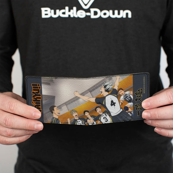 Buckle-Down Bi-Fold Wallet - HAIKYU Fukurodani Academy Team Chant Group Pose Gray