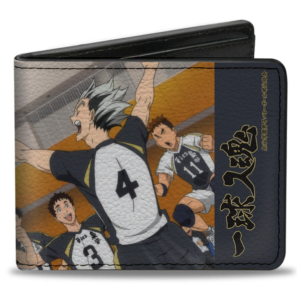 Buckle-Down Bi-Fold Wallet - HAIKYU Fukurodani Academy Team Chant Group Pose Gray