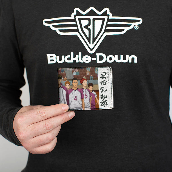 Buckle-Down Bi-Fold Wallet - HAIKYU Shiratorizawa Academy Team STRONG MAN Group Pose White