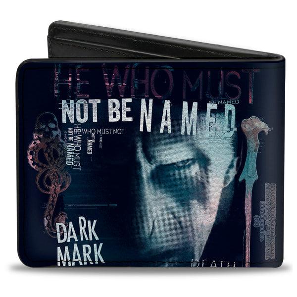 Buckle-Down Bi-Fold Wallet - Harry Potter Lord Voldemort Face HE WHO MUST NOT BE NAMED Collage