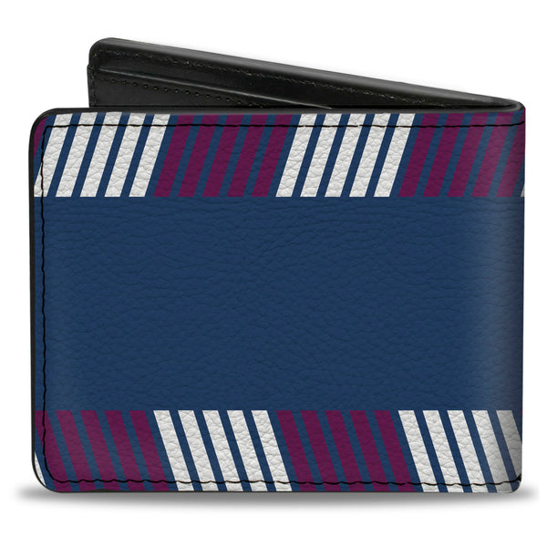 Buckle-Down Bi-Fold Wallet - Hash Mark Stripe Turquoise Fuchsia White
