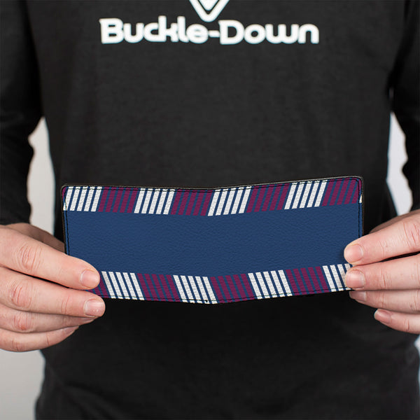 Buckle-Down Bi-Fold Wallet - Hash Mark Stripe Turquoise Fuchsia White