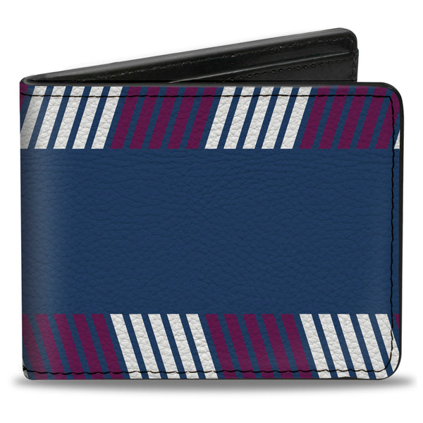 Buckle-Down Bi-Fold Wallet - Hash Mark Stripe Turquoise Fuchsia White