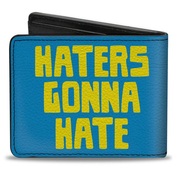 Buckle-Down Bi-Fold Wallet - HATERS GONNA HATE Turquoise Yellow