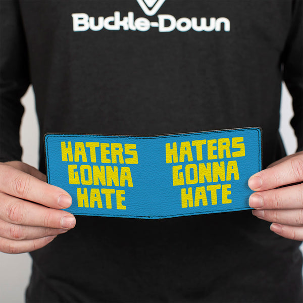 Buckle-Down Bi-Fold Wallet - HATERS GONNA HATE Turquoise Yellow