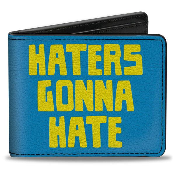 Buckle-Down Bi-Fold Wallet - HATERS GONNA HATE Turquoise Yellow