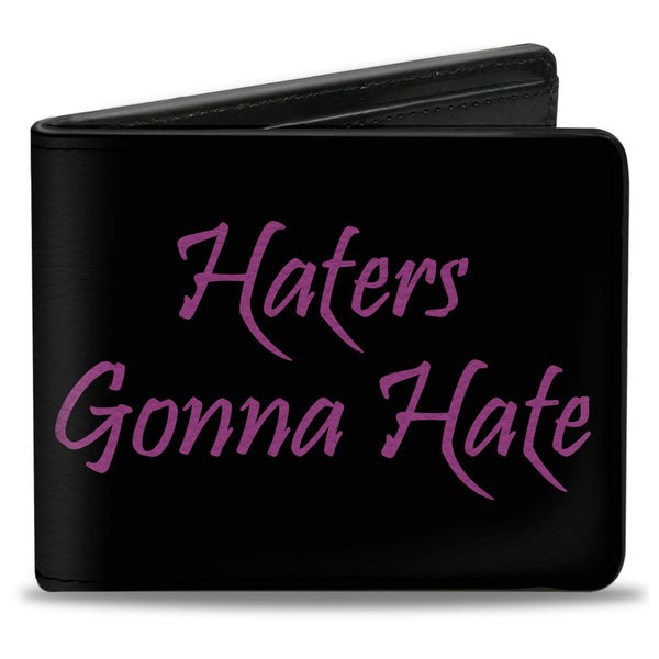 Buckle-Down Bi-Fold Wallet - Haters Gonna Hate w Gem Black Fuchsia