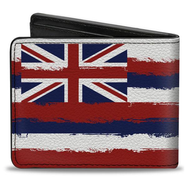 Buckle-Down Bi-Fold Wallet - Hawaii Flags Weathered Blue Red White