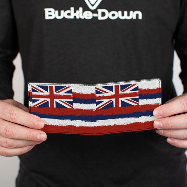 Buckle-Down Bi-Fold Wallet - Hawaii Flags Weathered Blue Red White