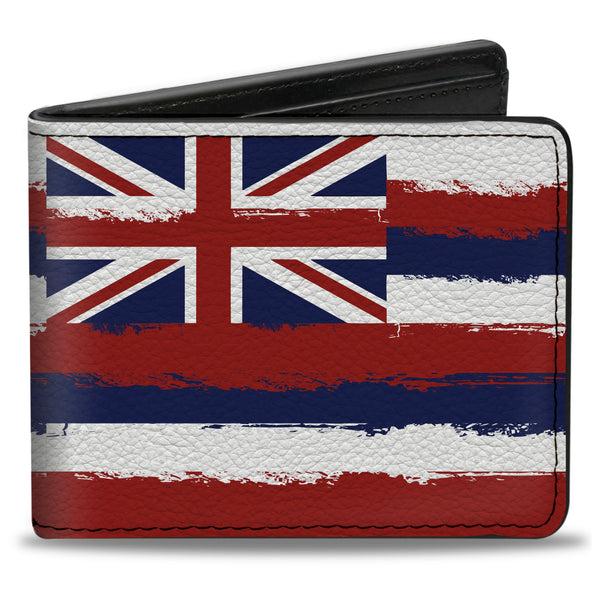 Buckle-Down Bi-Fold Wallet - Hawaii Flags Weathered Blue Red White