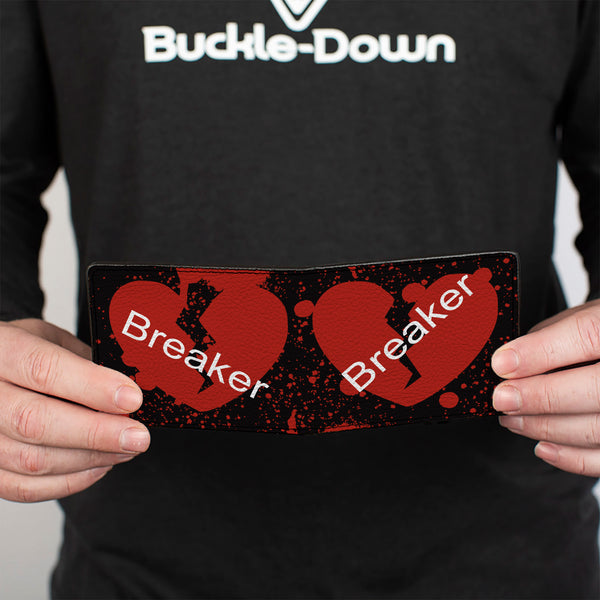 Buckle-Down Bi-Fold Wallet - Heart Breaker Black White Red