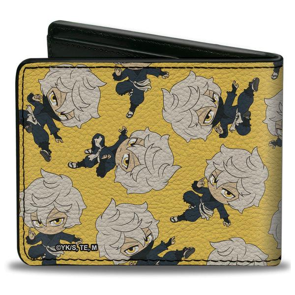 Buckle-Down Bi-Fold Wallet - Hell's Paradise Chibi Gabimaru Poses Scattered Yellow