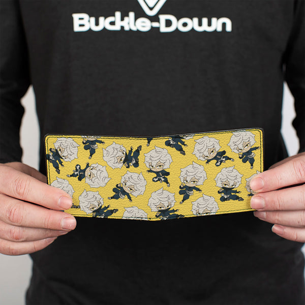 Buckle-Down Bi-Fold Wallet - Hell's Paradise Chibi Gabimaru Poses Scattered Yellow