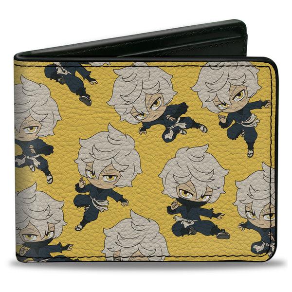 Buckle-Down Bi-Fold Wallet - Hell's Paradise Chibi Gabimaru Poses Scattered Yellow