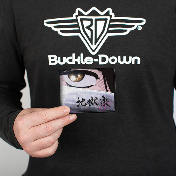 Buckle-Down Bi-Fold Wallet - Hell's Paradise Gabimaru And Sagiri Eyes And Title Logo Black