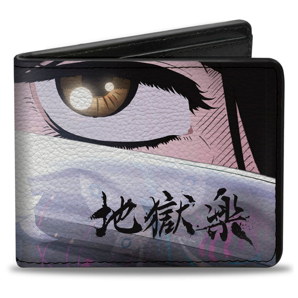 Buckle-Down Bi-Fold Wallet - Hell's Paradise Gabimaru and Sagiri Eyes and Title Logo Black