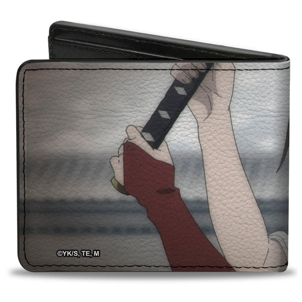Buckle-Down Bi-Fold Wallet - Hell's Paradise Sagiri Profile Sword Pose Grays