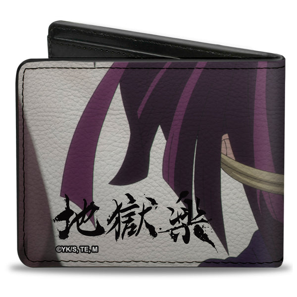 Buckle-Down Bi-Fold Wallet - Hell's Paradise Yuzuriha Close-Up Pose And Title Logo Black