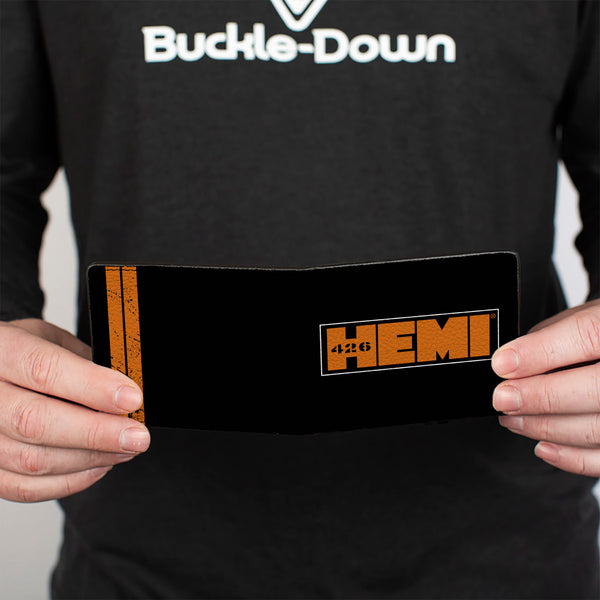 Buckle-Down Bi-Fold Wallet - HEMI 426 Logo3 + Weathered Side Stripe Black/Orange