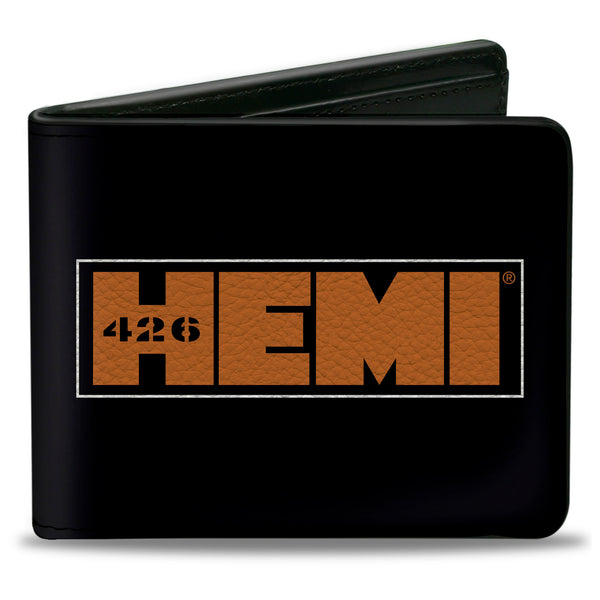 Buckle-Down Bi-Fold Wallet - HEMI 426 Logo3 + Weathered Side Stripe Black/Orange