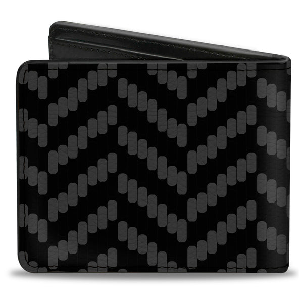 Buckle-Down Bi-Fold Wallet - Herringbone Jagged Black Gray