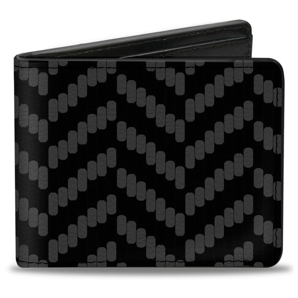 Buckle-Down Bi-Fold Wallet - Herringbone Jagged Black Gray