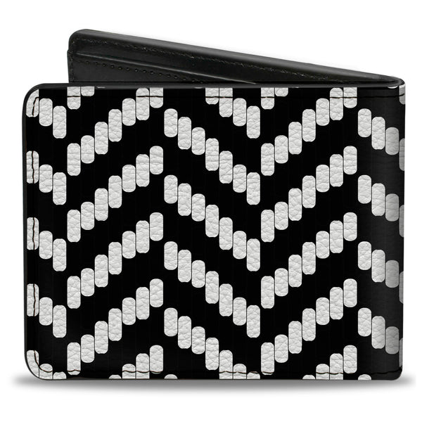 Buckle-Down Bi-Fold Wallet - Herringbone Jagged Black White