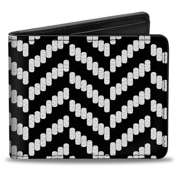 Buckle-Down Bi-Fold Wallet - Herringbone Jagged Black White