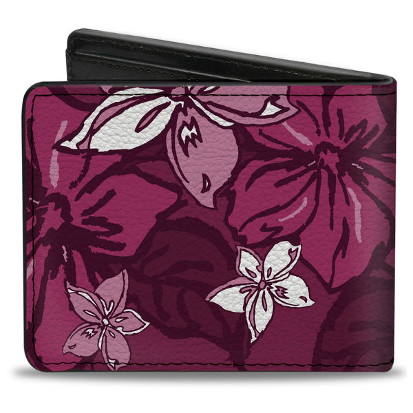 Buckle-Down Bi-Fold Wallet - Hibiscus Collage Pink Shades