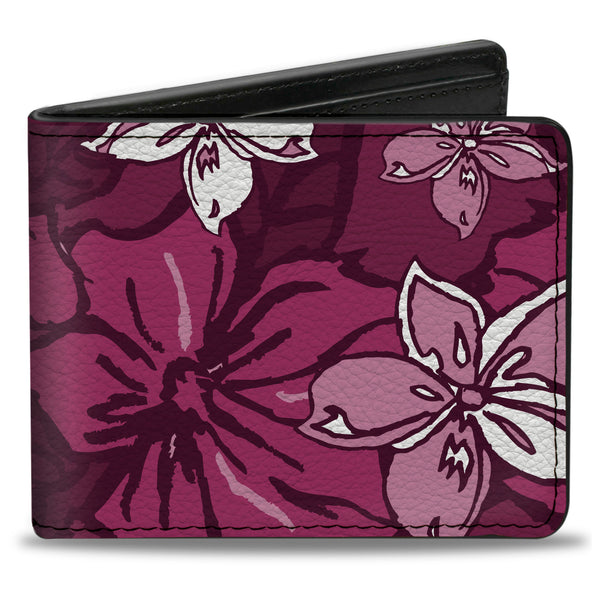 Buckle-Down Bi-Fold Wallet - Hibiscus Collage Pink Shades
