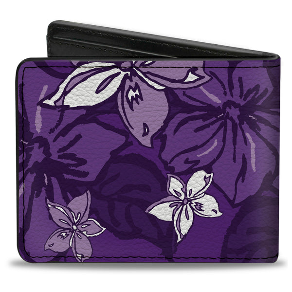 Buckle-Down Bi-Fold Wallet - Hibiscus Collage Purple Shades