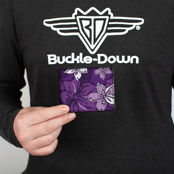 Buckle-Down Bi-Fold Wallet - Hibiscus Collage Purple Shades