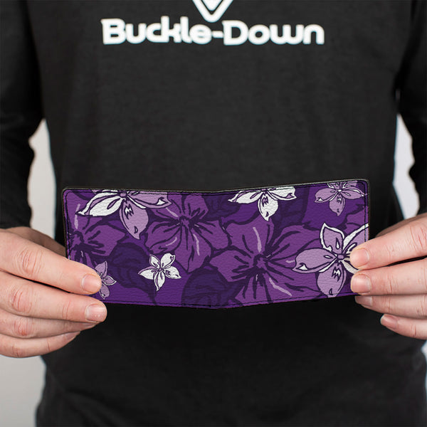 Buckle-Down Bi-Fold Wallet - Hibiscus Collage Purple Shades