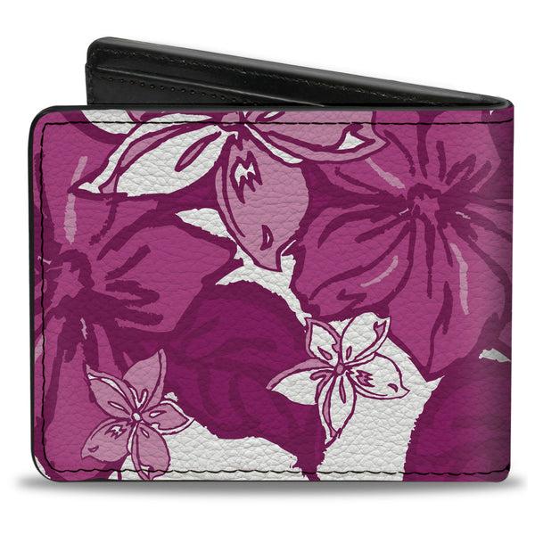 Buckle-Down Bi-Fold Wallet - Hibiscus Collage White Pinks