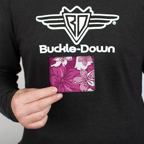 Buckle-Down Bi-Fold Wallet - Hibiscus Collage White Pinks